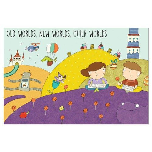 Old Worlds, New Worlds, Other Worlds (Bright) Wall Graphic Mural (Removable)